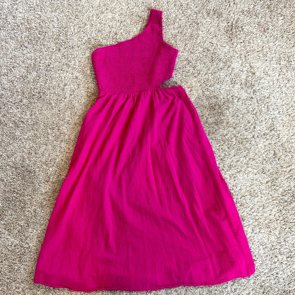 Stylish Pink One-Shoulder midi dress